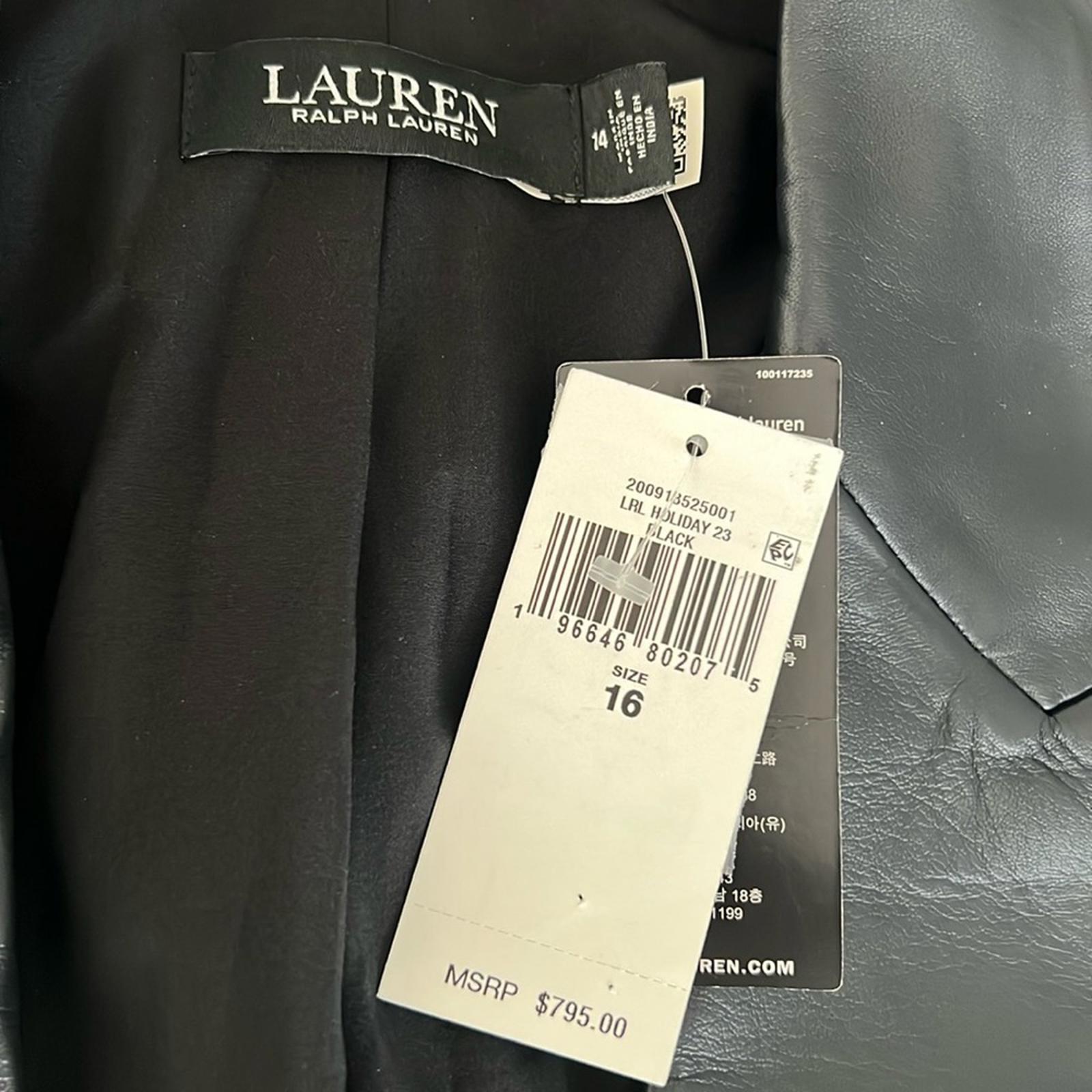 Ralph Lauren Double-Breasted Lambskin Blazer in Black, Size 14 New w/Tag $795