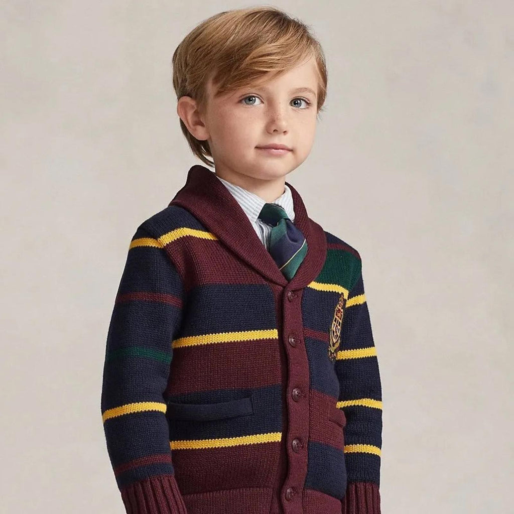 Polo Ralph Lauren Striped Striped Patchwork Cotton Cardigan, Size L(14-16) NWT