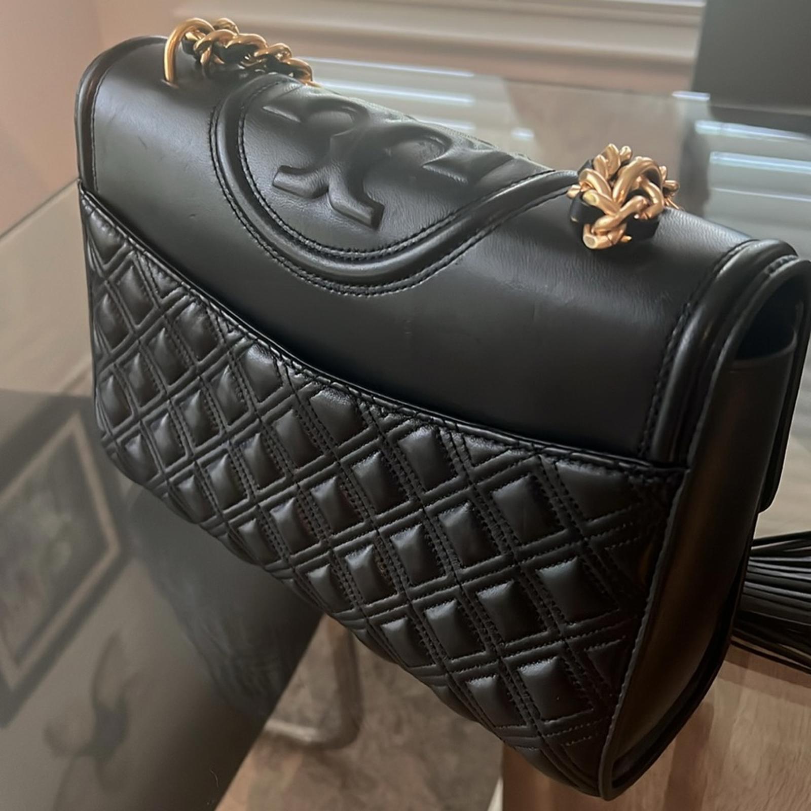 Tory Burch Fleming Convertible Shoulder Bag, Black & Gold EXCELLENT!