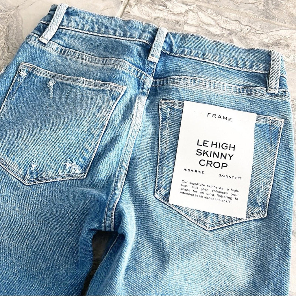 FRAME Le High Skinny Cropped Distressed High-Rise Skinny Jeans, Size 23 NWT $228