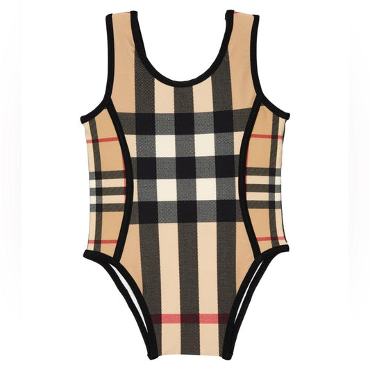 BURBERRY Kids Mini Nigella One Piece Swimsuit, Archive Beige Check Size 12M NWT