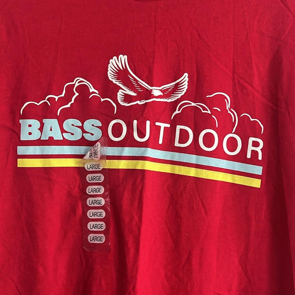 Bass Outdoor Men’s Cotton Logo Graphic T-Shirt in Mountain Red, NEW, Size L