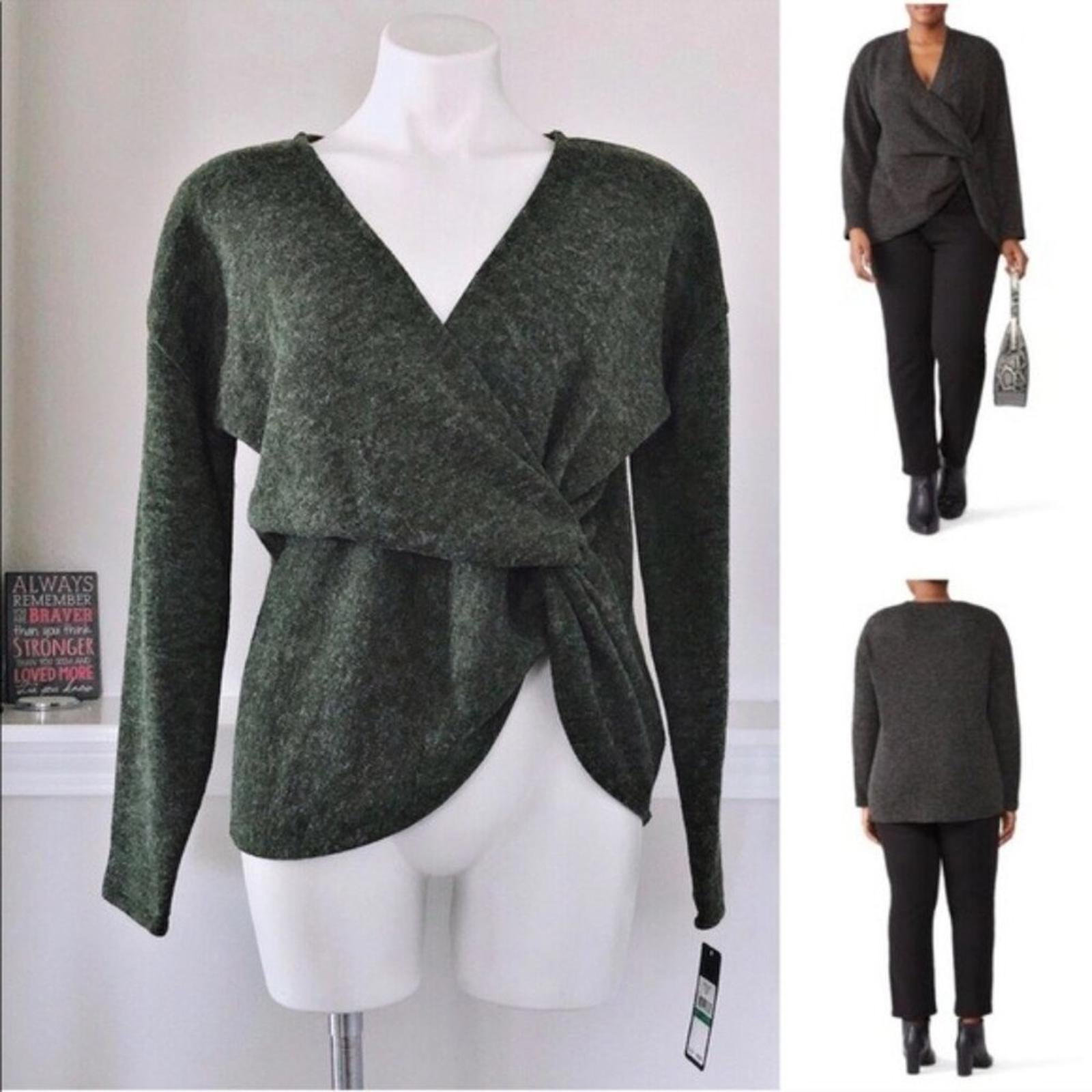 Rachel Roy ARMY Leigha Twist Front Sweater, Surplice V-Neck Size L New w/Tag