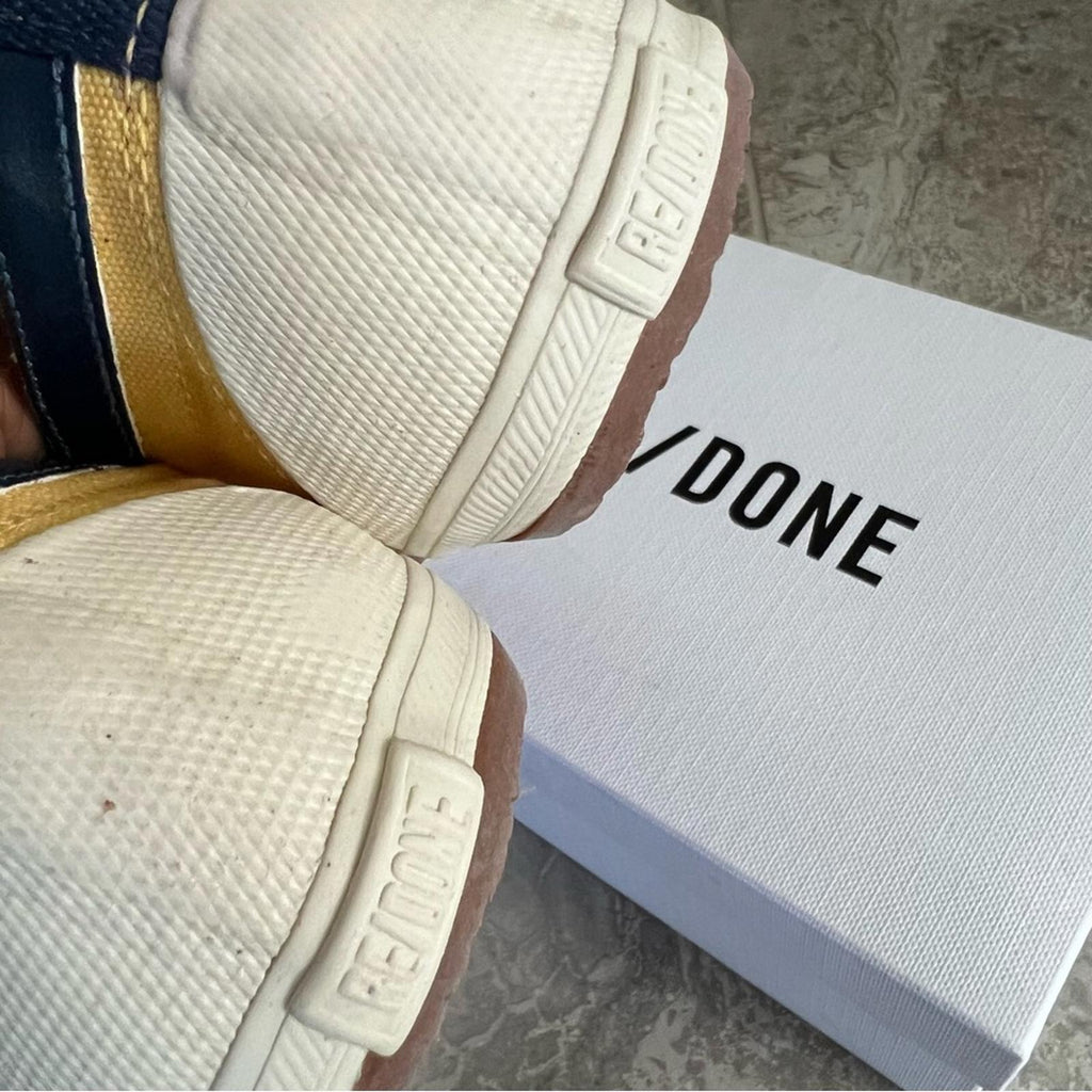 RE/DONE 90s Low-Top Sneakers, Yellow & Navy Size 41 New in Box Retail $250