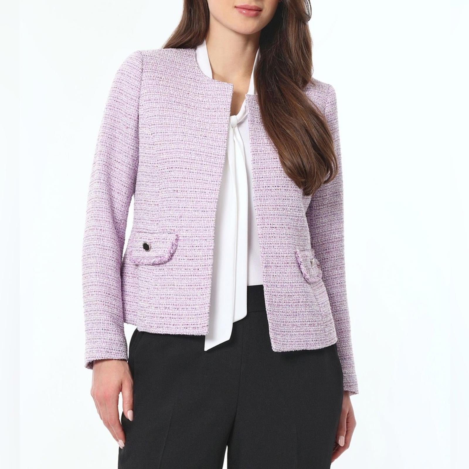KASPER Barbara Jacket, Tweed in Lavender Mist, Size 10, New w/Tag