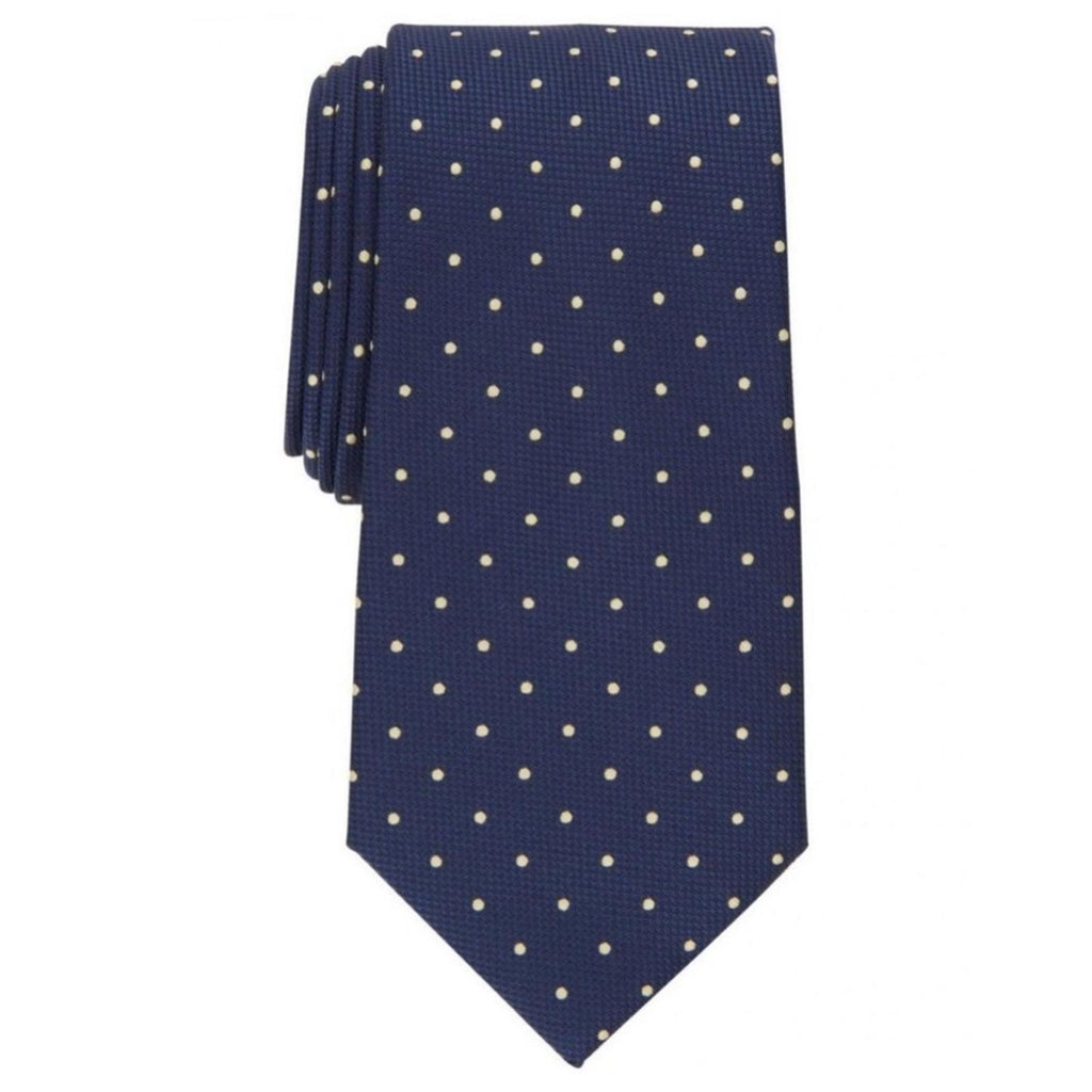 Club Room Graslin Dot Neck Tie in Navy Yellow, New with Tag