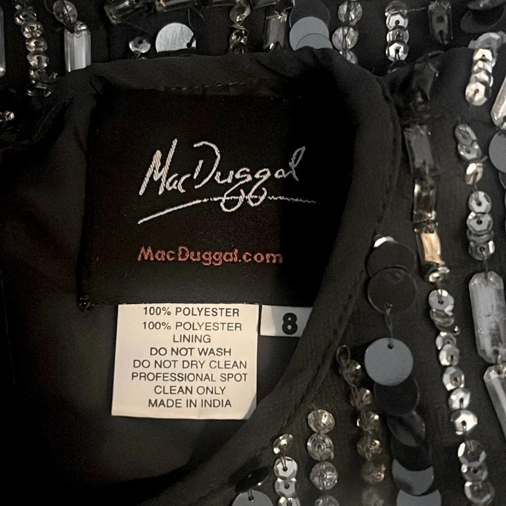 Mac Duggal Embellished High Neck Long Sleeve Fitted Dress Size 8 NEW Retail $458