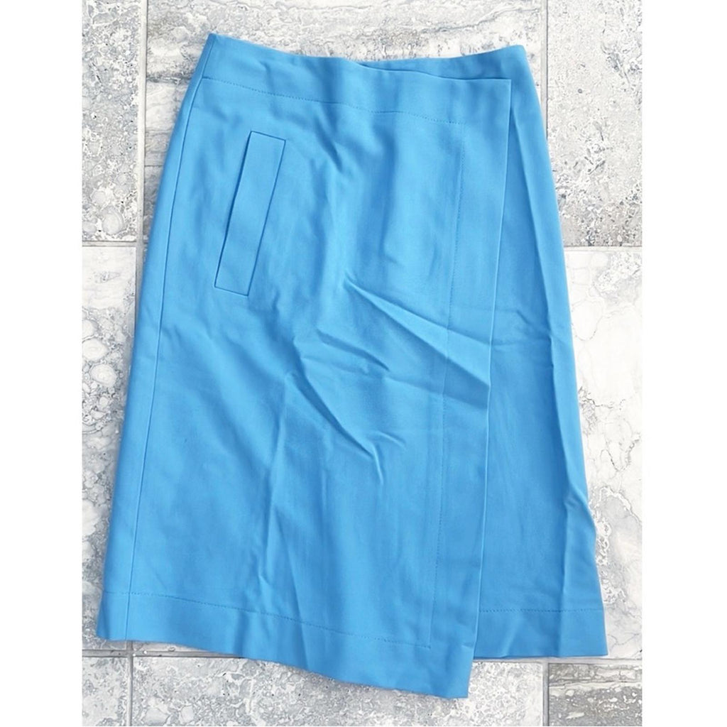 NEW Hugo Boss Vollemo Wrap Front A-Line Midi Skirt in Blue Size 4 New w/Tag