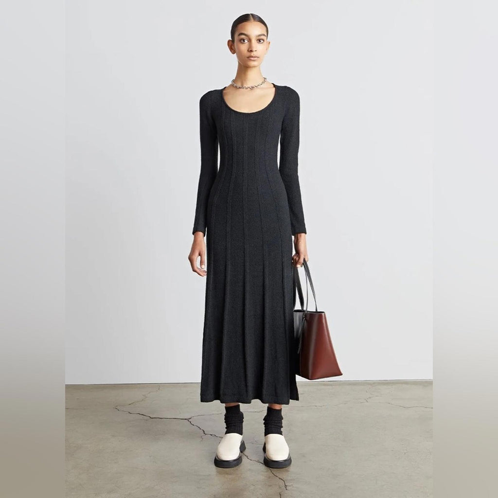 WhoWhatWear Evelyne Seamed Midi Dress, Coal/Black Size XS New w/Tag Retail $155