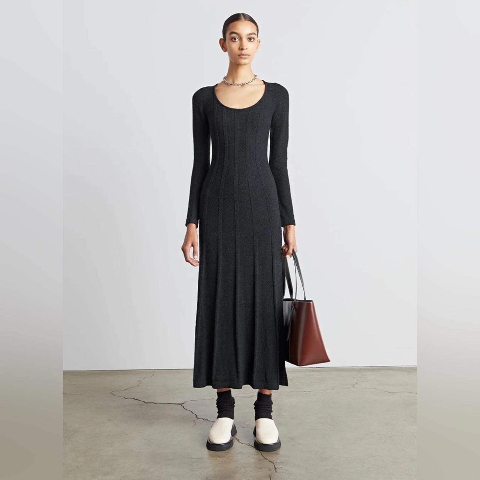 WhoWhatWear Evelyne Seamed Midi Dress, Coal/Black Size XS New w/Tag Retail $155