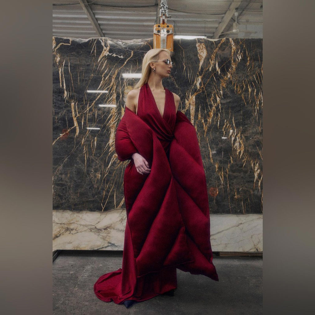 Et Ochs Valentina Open Back Gown Halter Evening Dress, Crimson, Size 8 NWT $1695