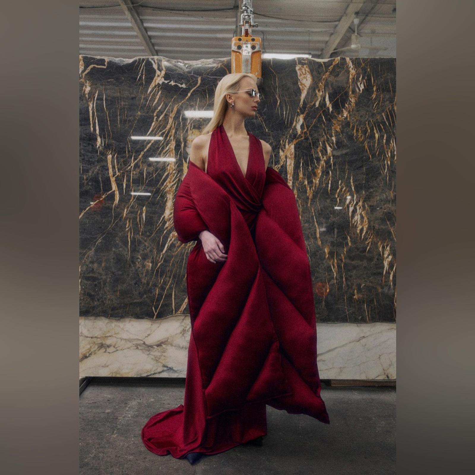Et Ochs Valentina Open Back Gown Halter Evening Dress, Crimson, Size 8 NWT $1695