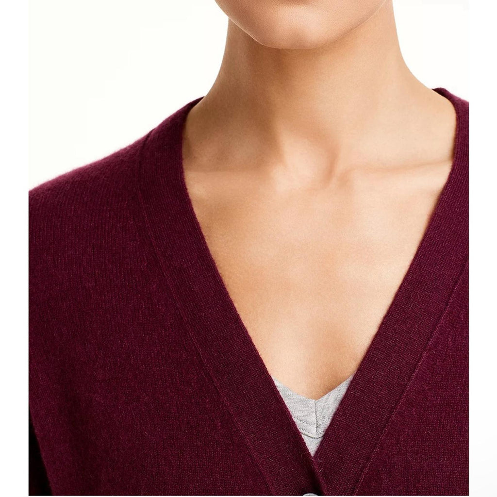 Cashmere Grandfather Cardigan in Burgundy from C by Bloomingdale's Size XS NWT
