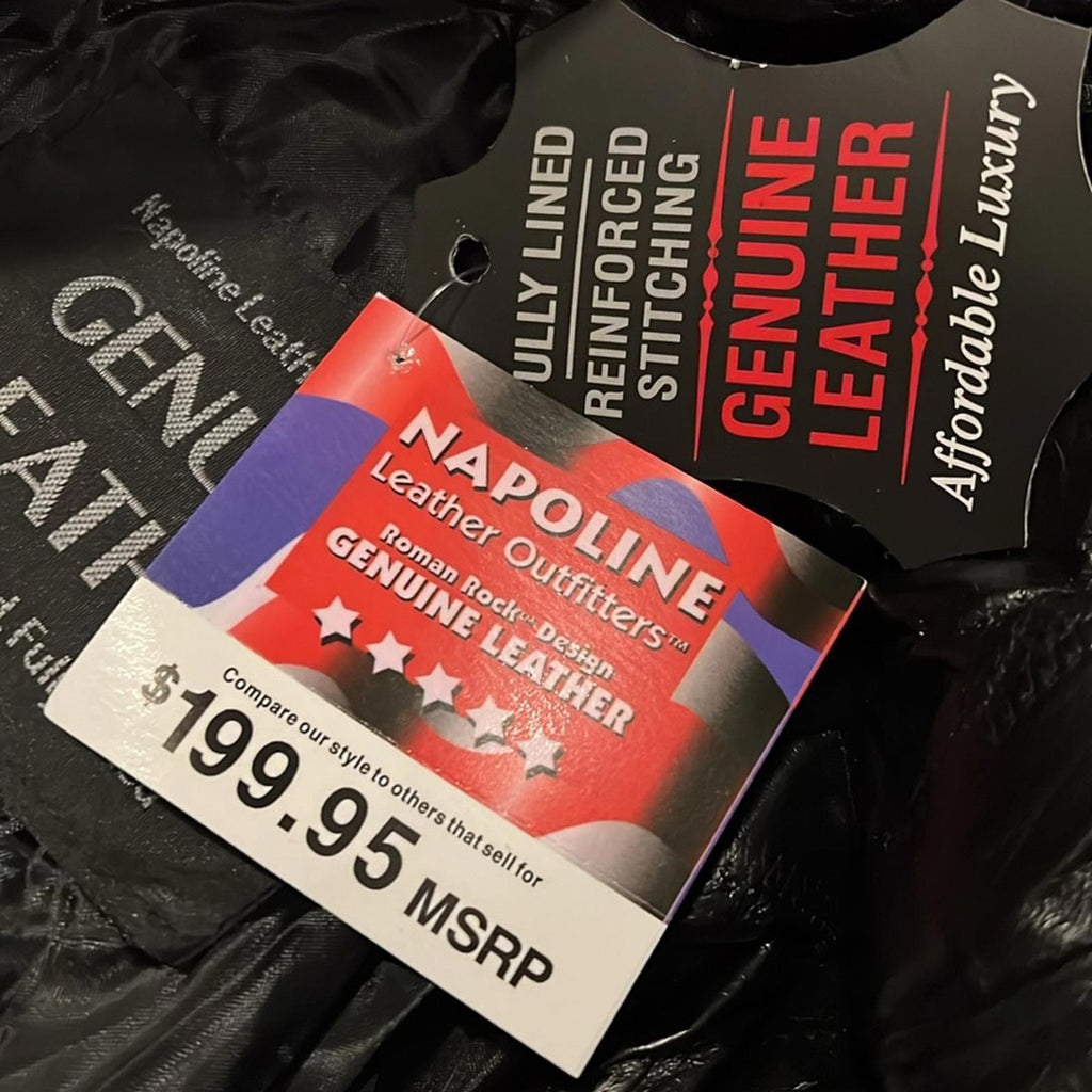 NWT Napoline Leather Outfitters Genuine Leather Jacket, Black Size M $199.95