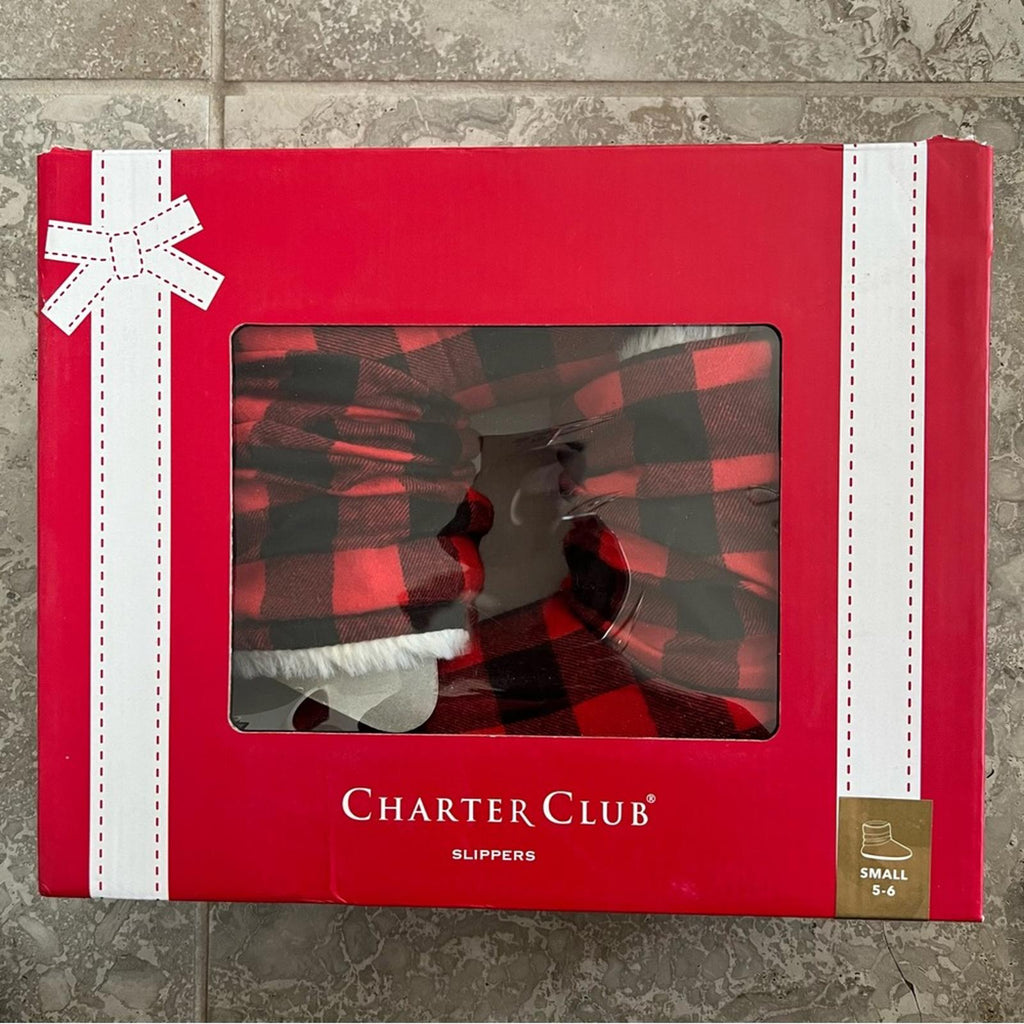Charter Club Buffalo Check Slouch Boot Slippers S(5-6) Buffalo Check New in Box