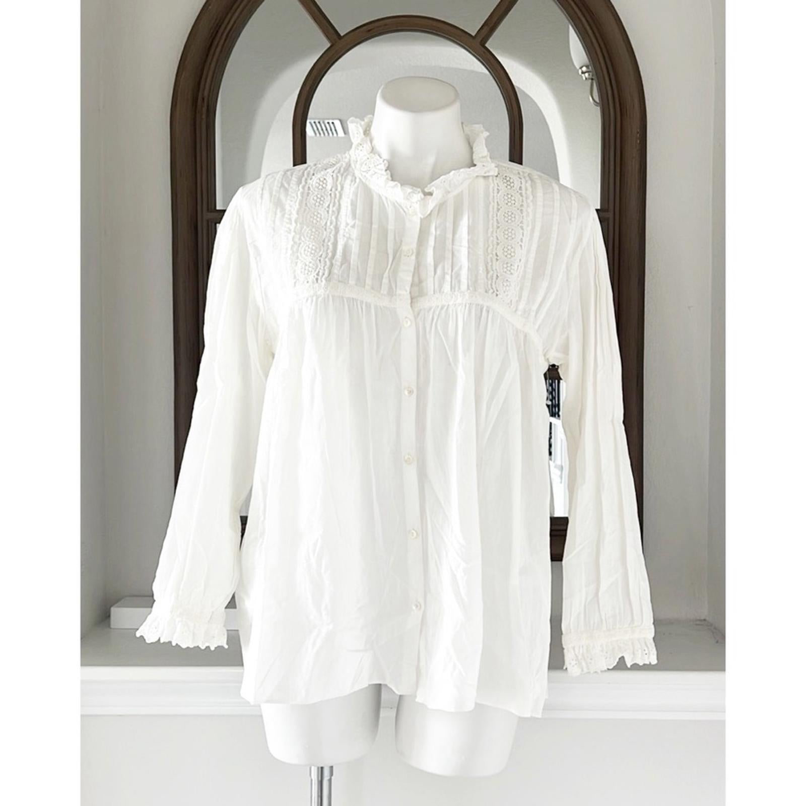 NILI LOTAN Sarah Shirt x Revolve in Ivory, Size L EXCELLENT! Retail $350