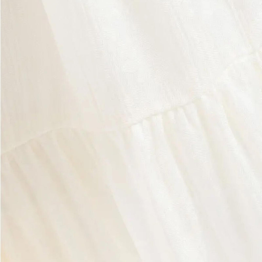 NWT Mother of Pearl Lilian Gathered Crinkled Satin Jacquard Dress Ivory Size S/M