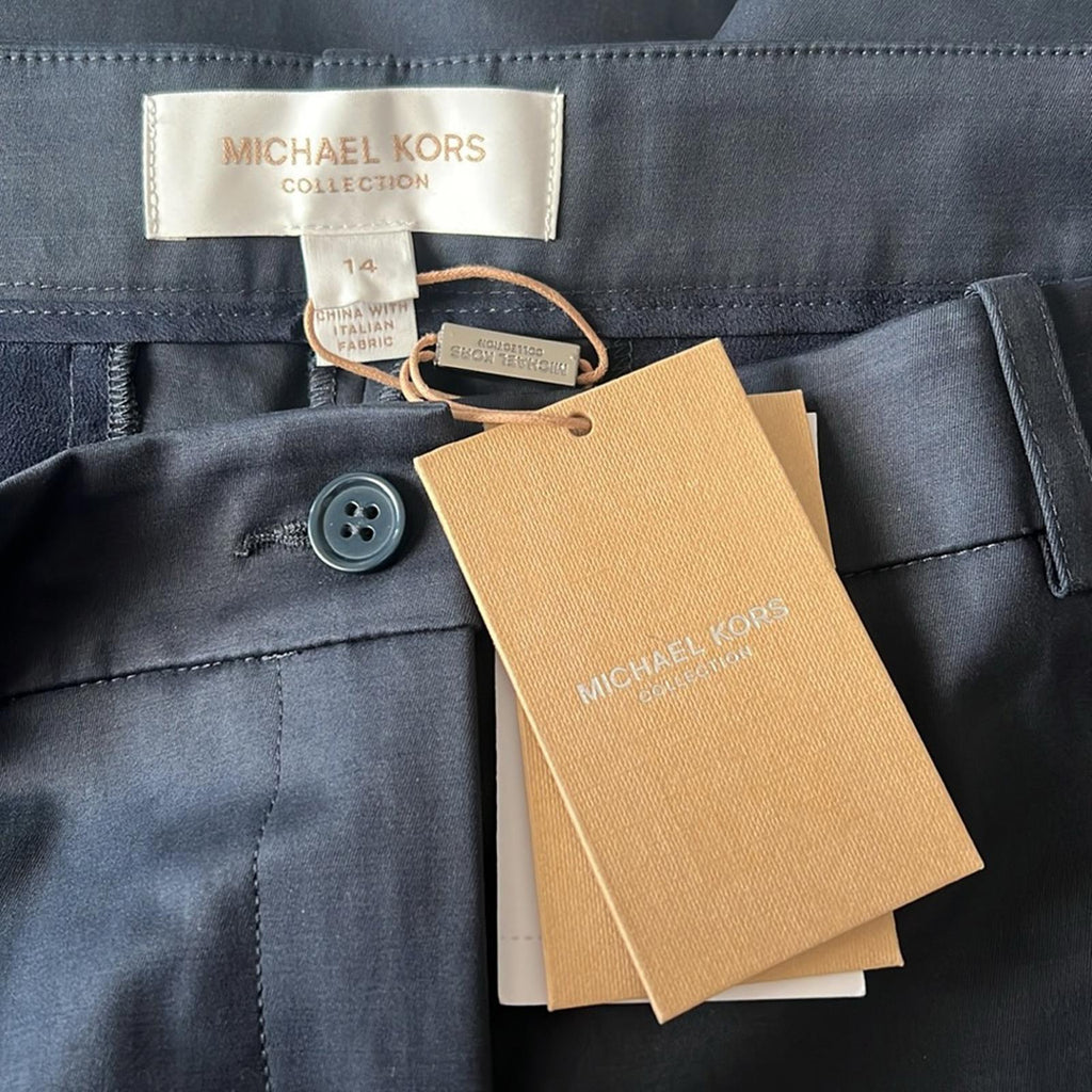 Michael Kors Collection Stretch Cotton Twill Sam Pants in Midnight, NWT, Size 14