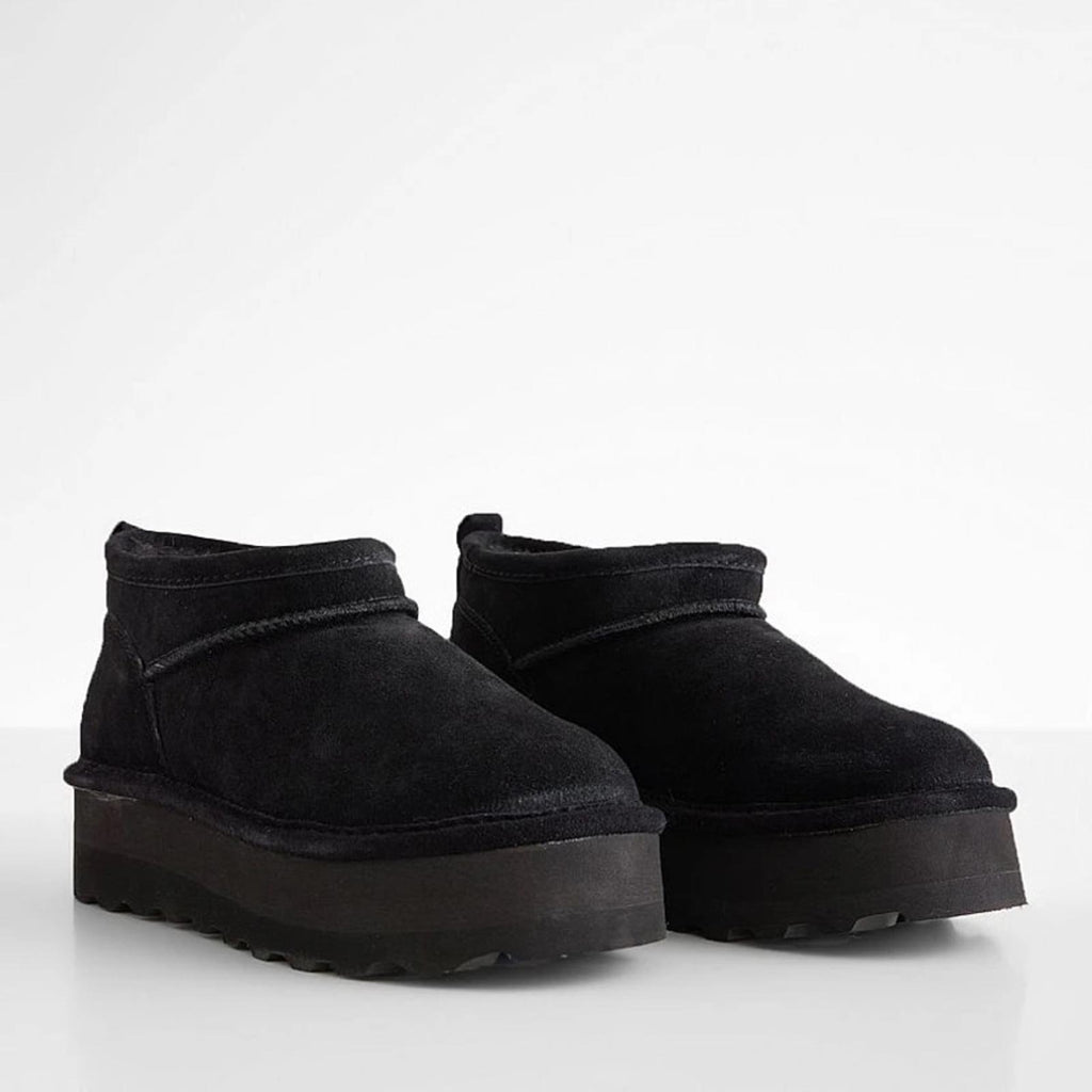 BearPaw Retro Super Shorty Platform Leather Ankle Boots, NWT, Size 9