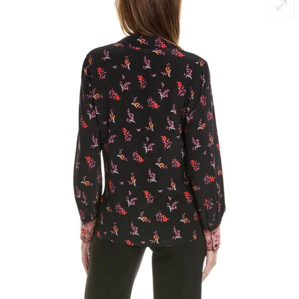 New Kobi Halperin Neo Silk Contrast Print Blouse, Size S New w/Tag $478