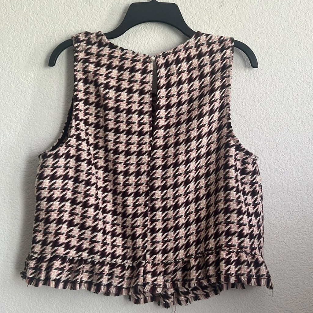 BCBGeneration Ruffle Hem Sleeveless Woven Top in Pink Red, Size XL