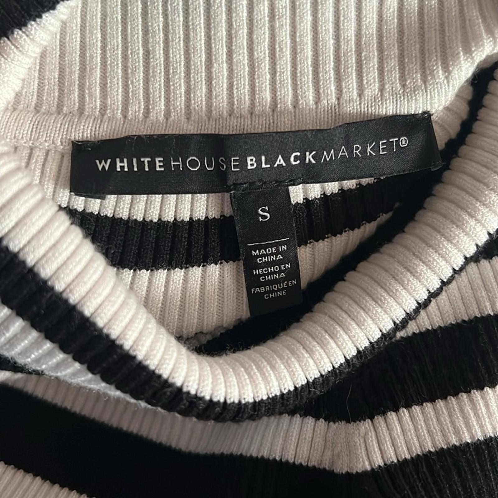 WHBM Long-Sleeve Ribbed Striped Turtleneck in Black & White Size S EXCELLENT!
