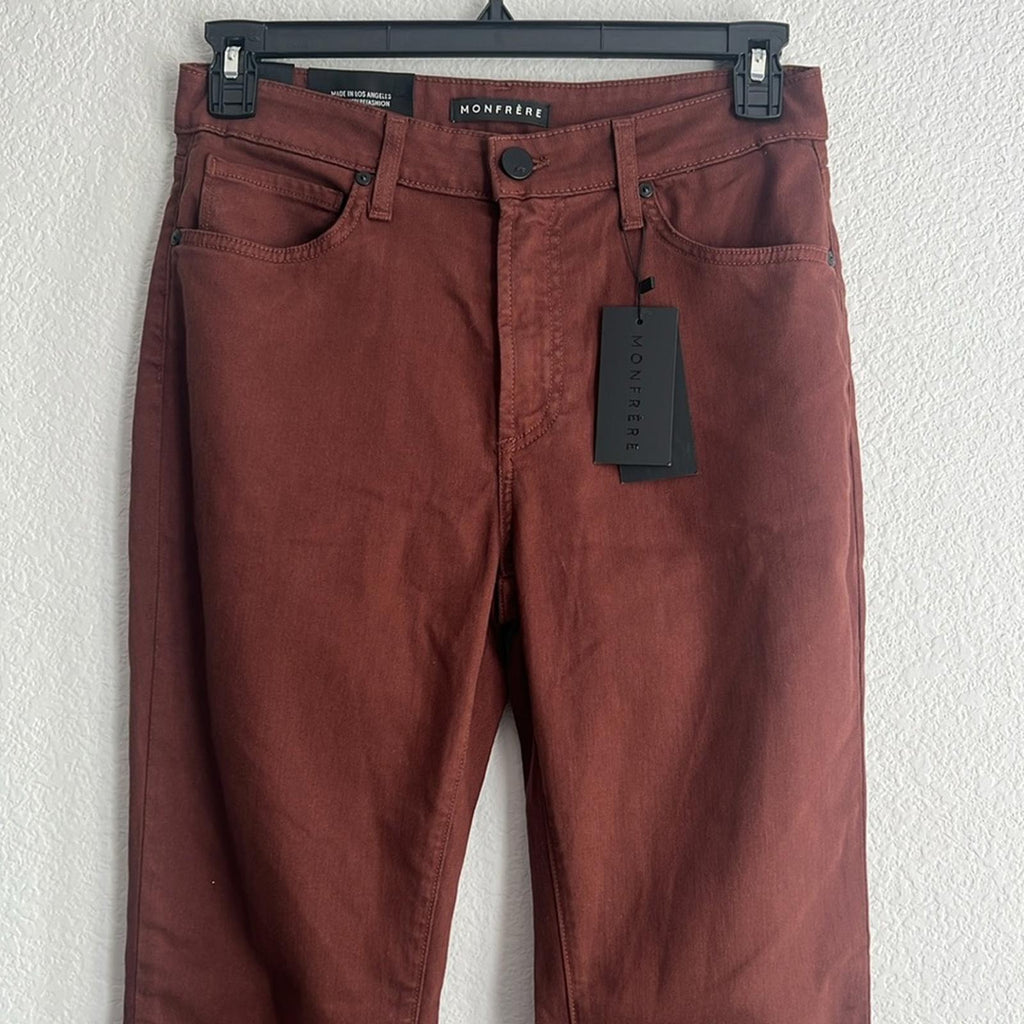 Monfrère Brando High Rise Slim Fit Jeans in Brown, NWT, Size 31