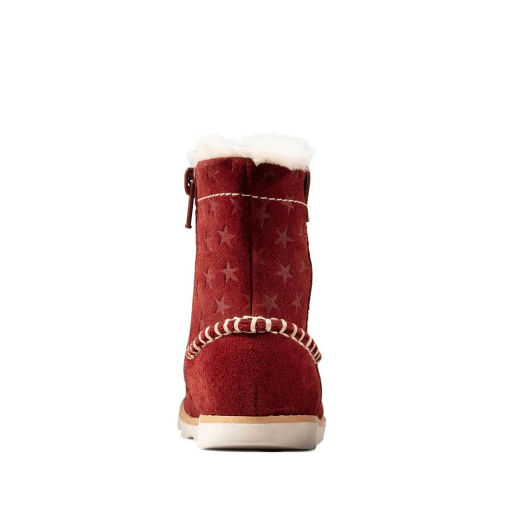 NEW Clarks Crown Piper Dark Red Suede Fur Lined Boots, Girls Size UK 12.5 US 13