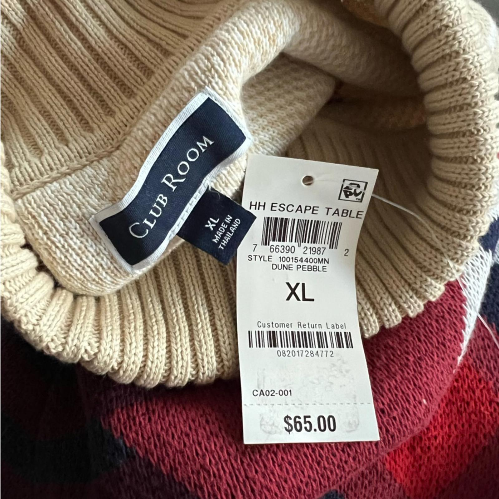 NEW Club Room Cotton Fair Isle Turtleneck Sweater, Size XL New w/Tag Retail $65