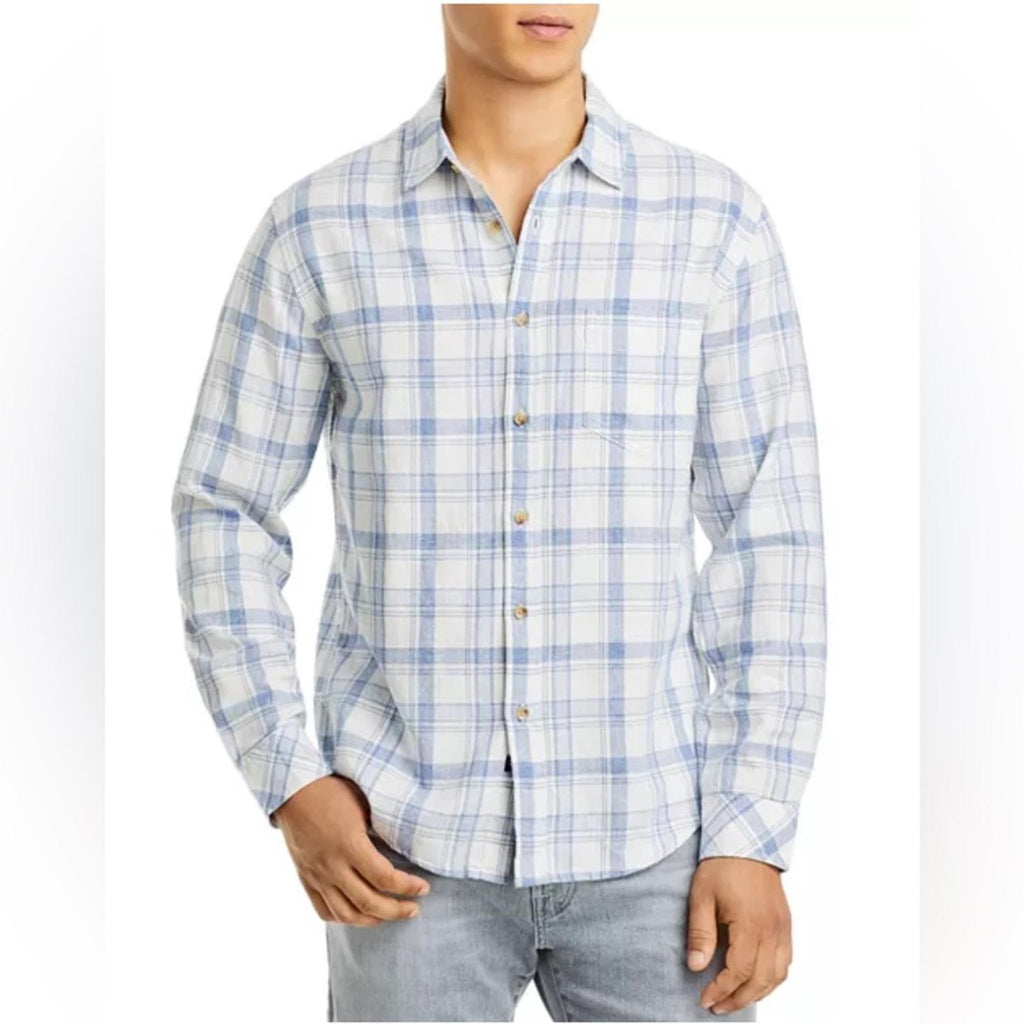 Rails Wyatt Plaid Shirt in White Denim Heather, Size M NEW w/Tag $148