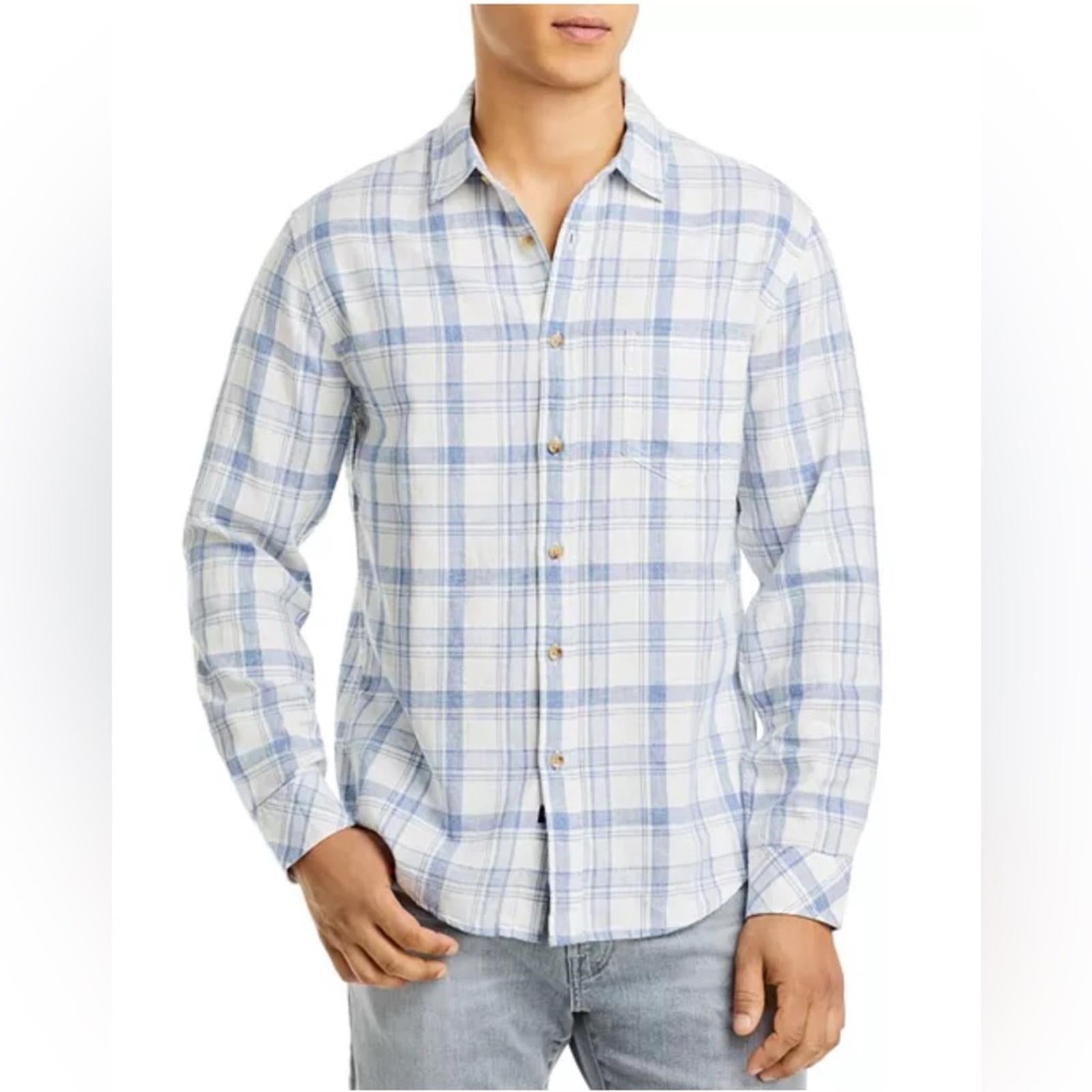 Rails Wyatt Plaid Shirt in White Denim Heather, Size M NEW w/Tag $148