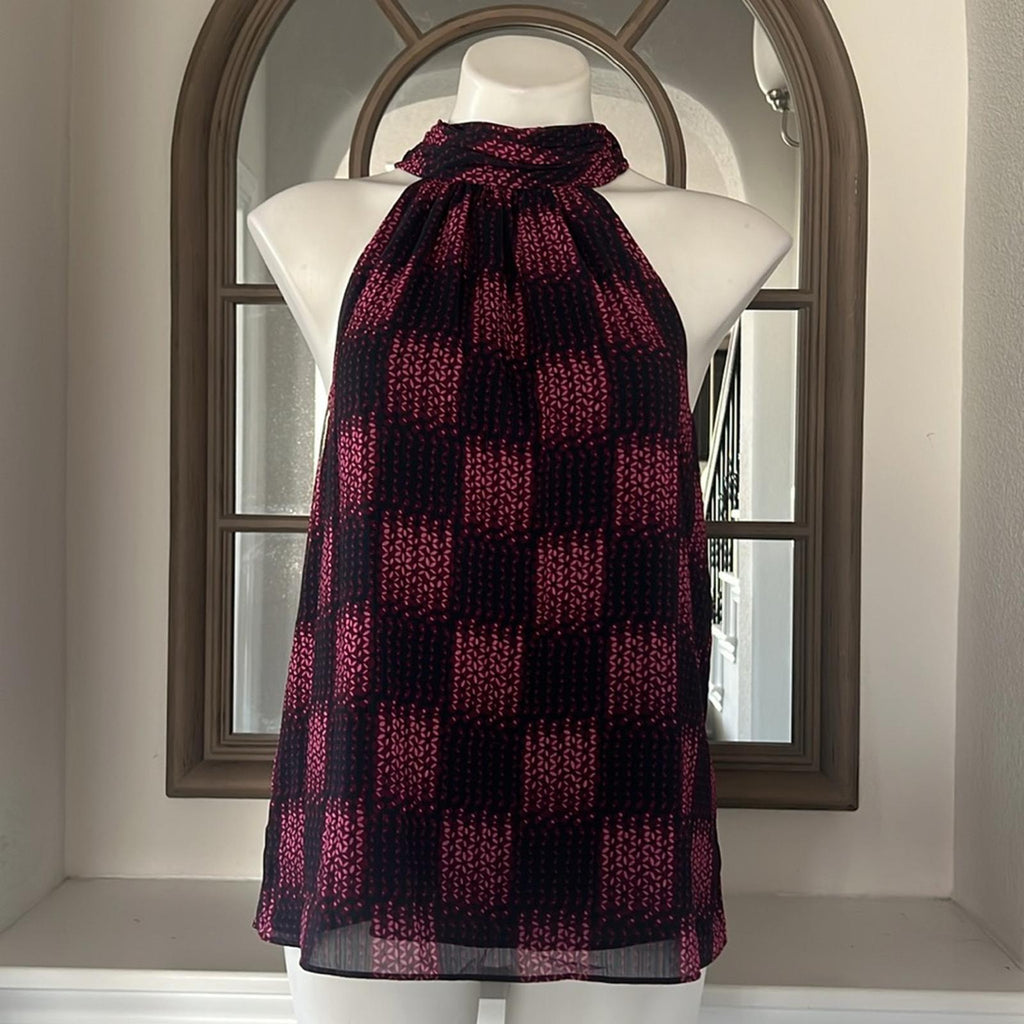 Ramy Brook Leilany Blouse in Pink/Black, Size L New w/Tag $295