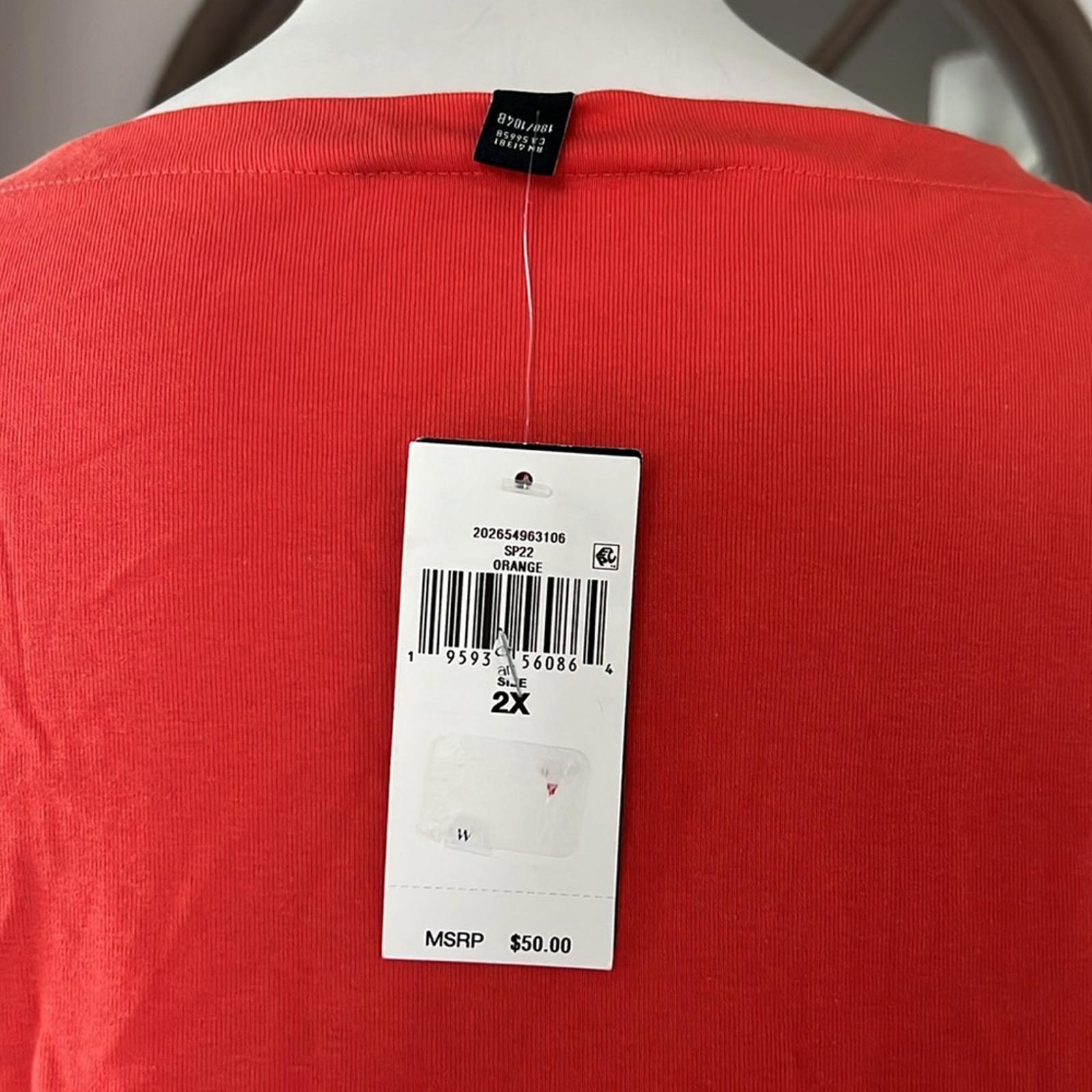 Ralph Lauren Plus Size Boatneck Elbow-Sleeve Top, Boatneck Orange Size 2X NEW