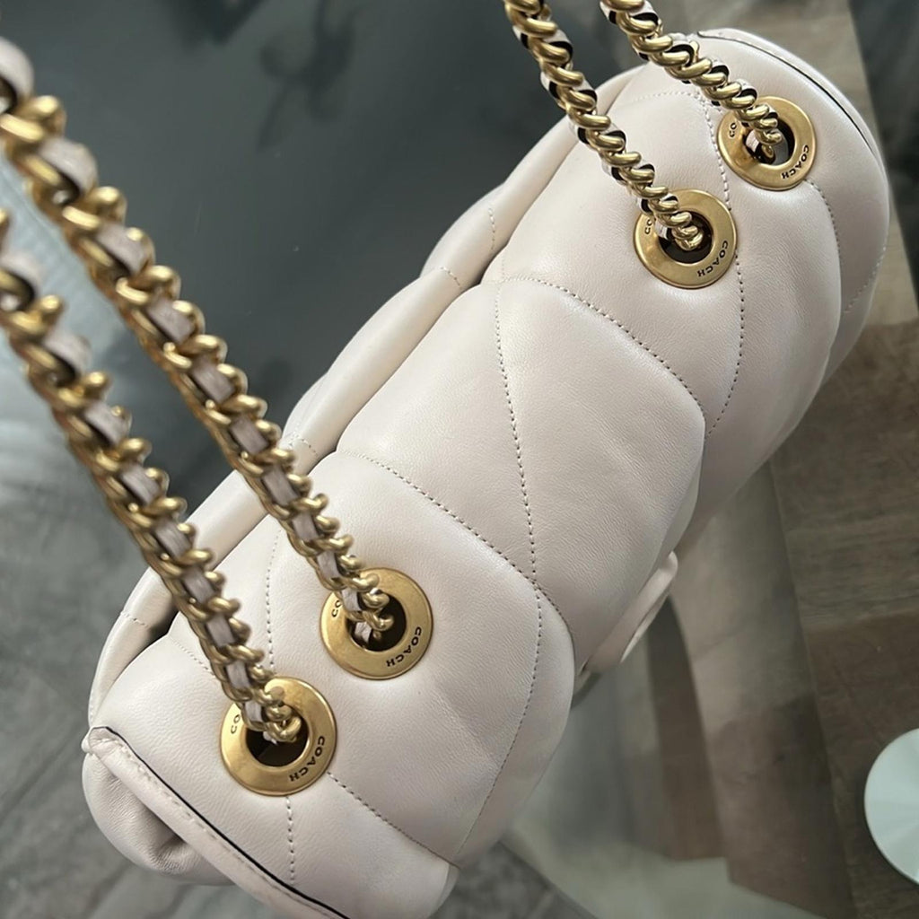 Coach Quilted Pillow Madison Shoulder Bag in Chalk/White