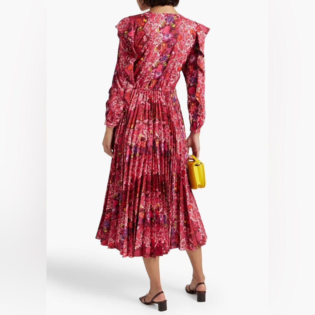 Derek Lam 10 Crosby Chrishelle Pleated Midi Dress, Red Size 0 New wTag SOLD OUT!