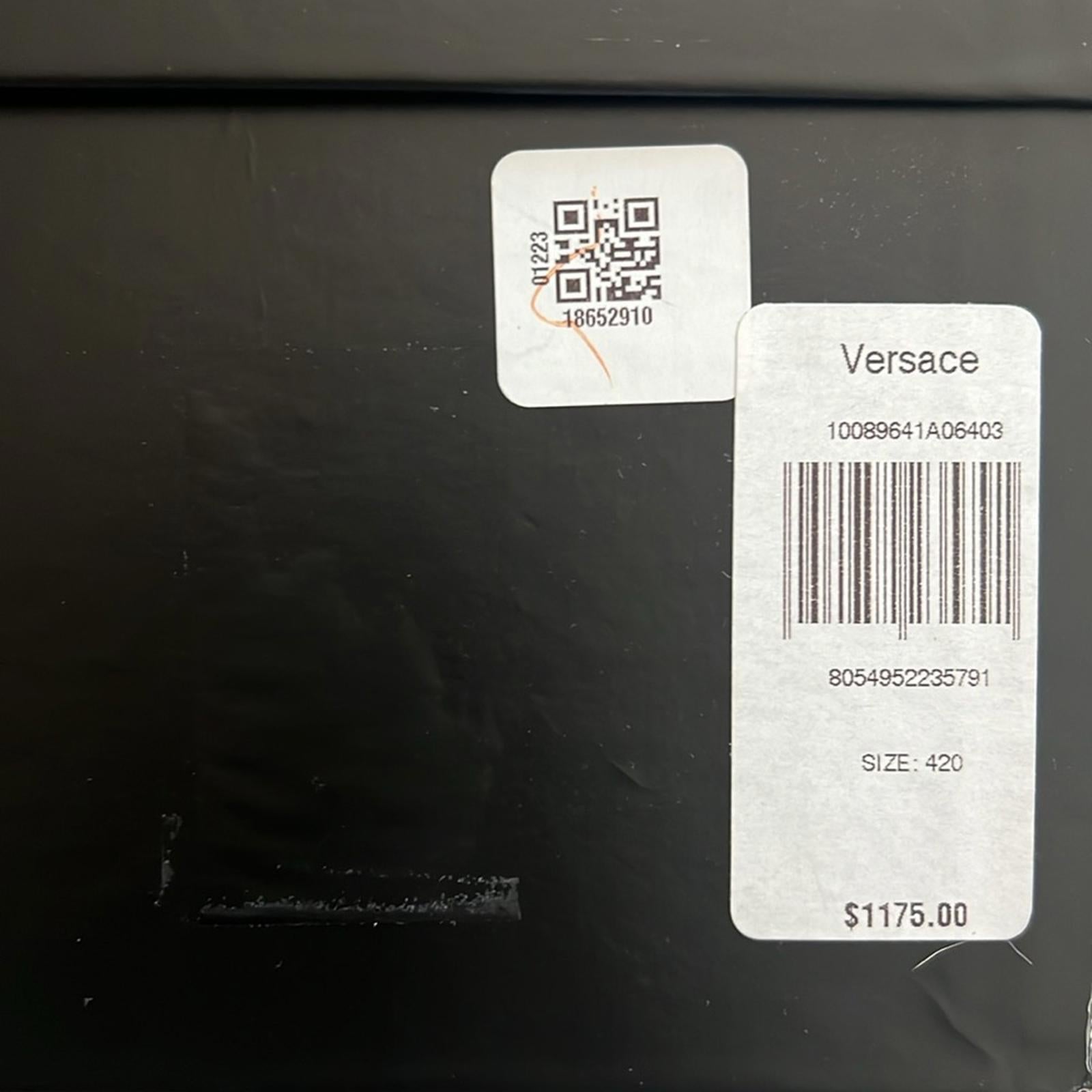 Versace Odissea Calf Leather High-Top Sneakers Black, Size 42 New+Dustbag $1,175