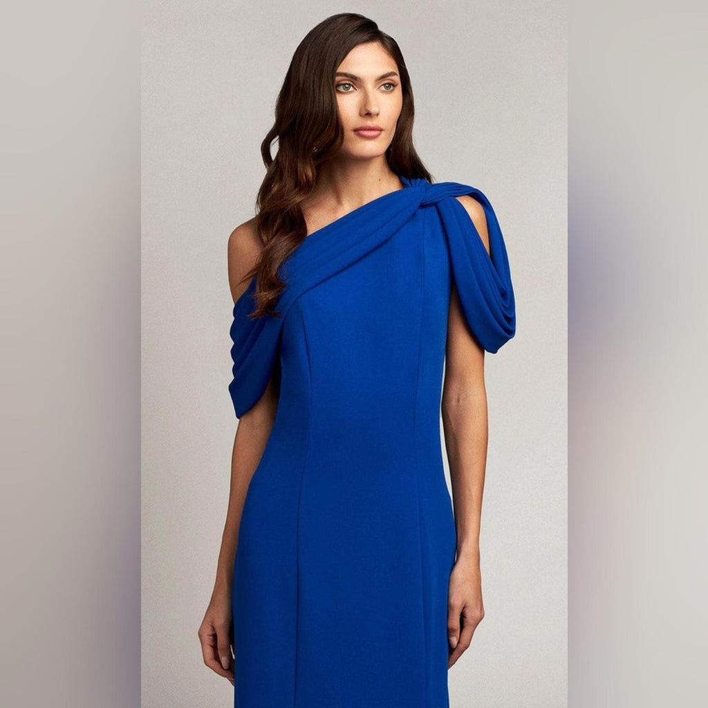 Tadashi Shoji Asymmetrically Pleated Formal Gown, Mystic Blue, Size XL EXCELLENT