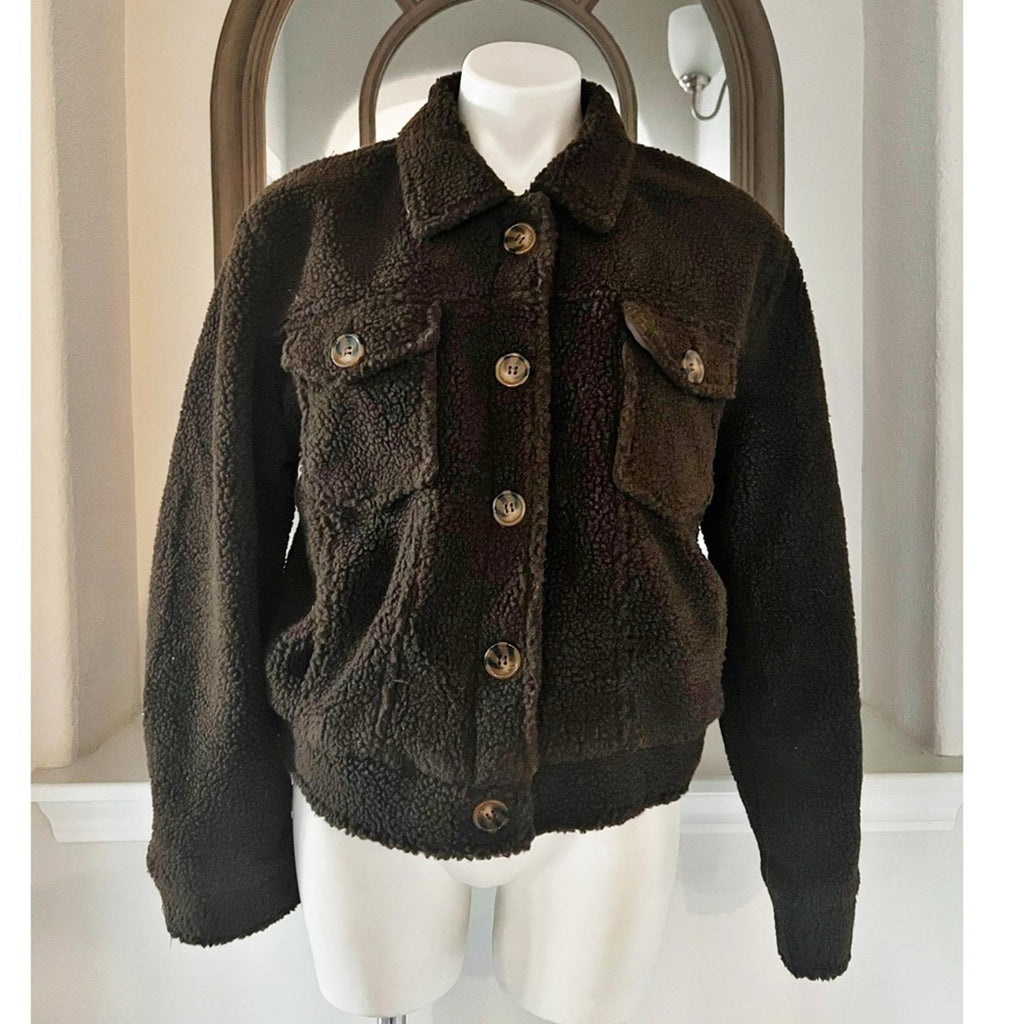 NWT Ashley Vintage Charm Sherpa Jacket in Brown Bracken  Size L New w/Tag