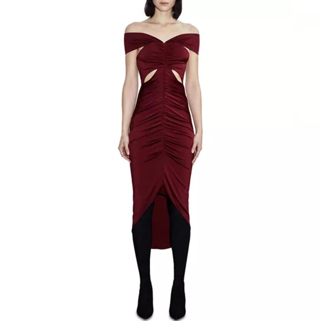 Et Ochs Everly Off-The-Shoulder Midi Dress in Crimson Red, NWT, Size 4