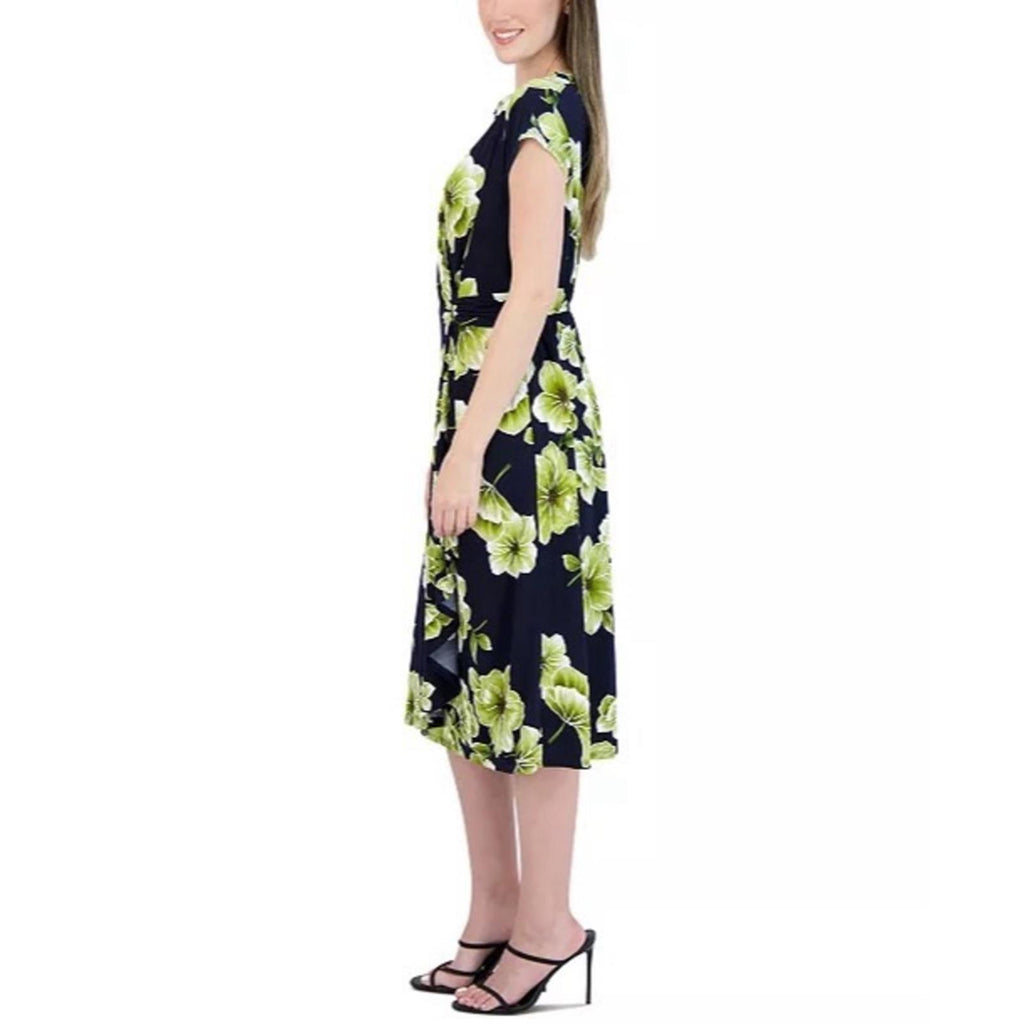 NWT Robbie Bee Petite Side-Ring Dress, Navy Lime Size M New w/Tag Retail $69