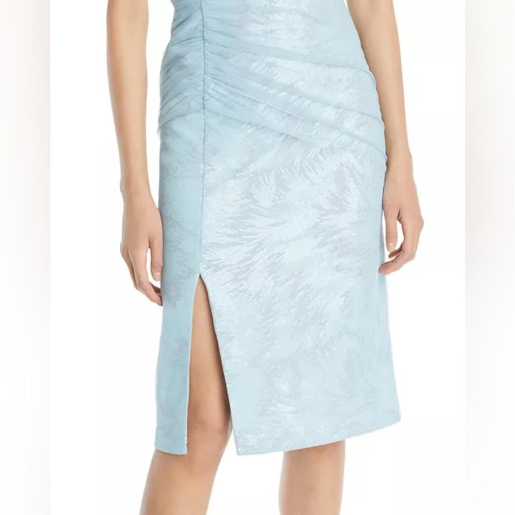 Aidan Mattox Sequin Mesh Cocktail Dress in Cloudy Aqua, NWT, Size 6
