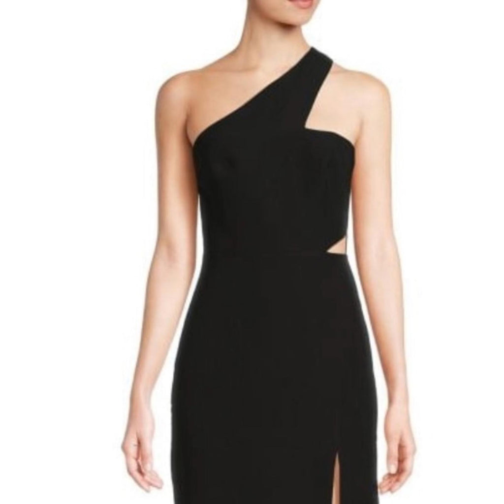 Aidan Mattox One Shoulder Crêpe Front Slit Maxi Dress, Size 0 New w/Tag $195