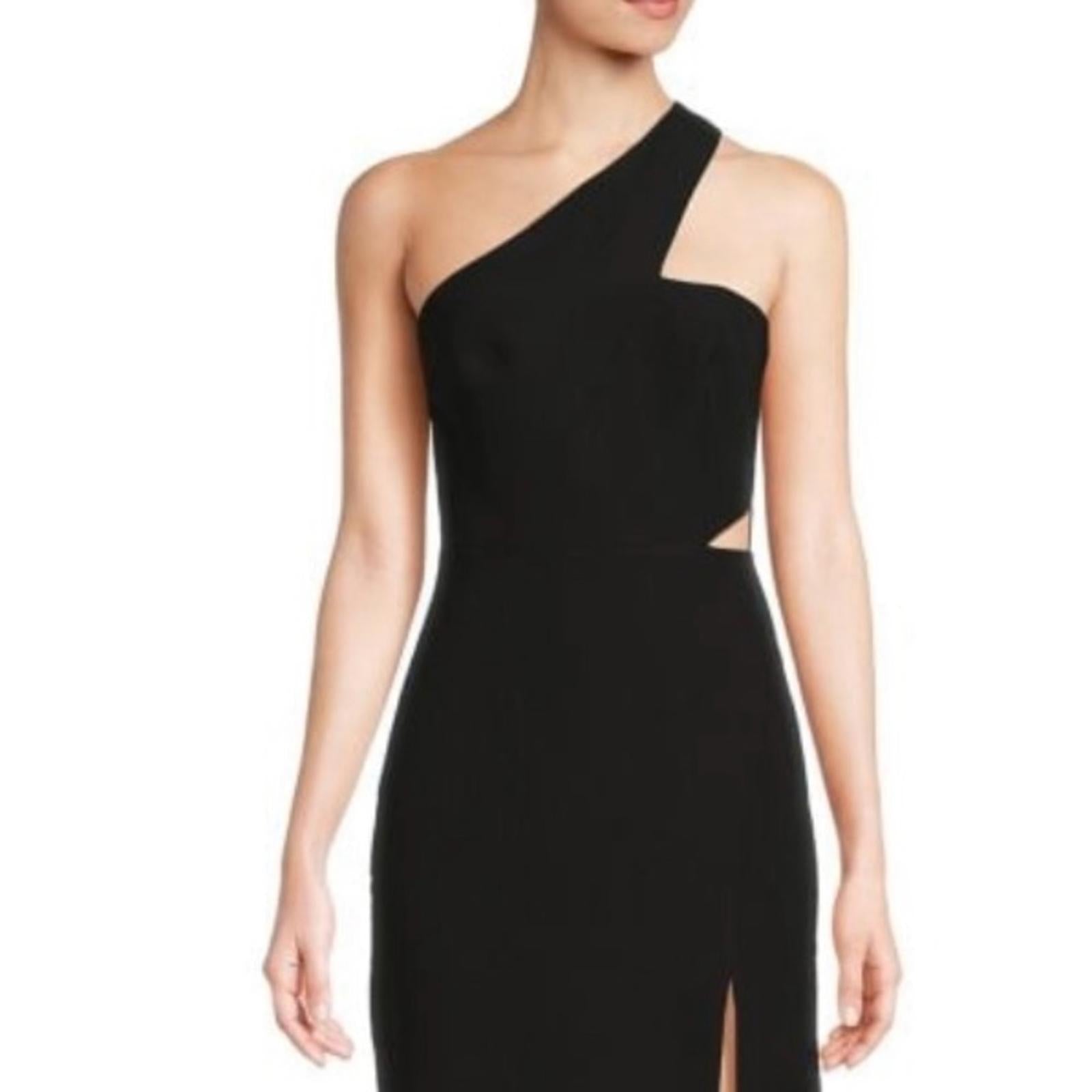 Aidan Mattox One Shoulder Crêpe Front Slit Maxi Dress, Size 0 New w/Tag $195
