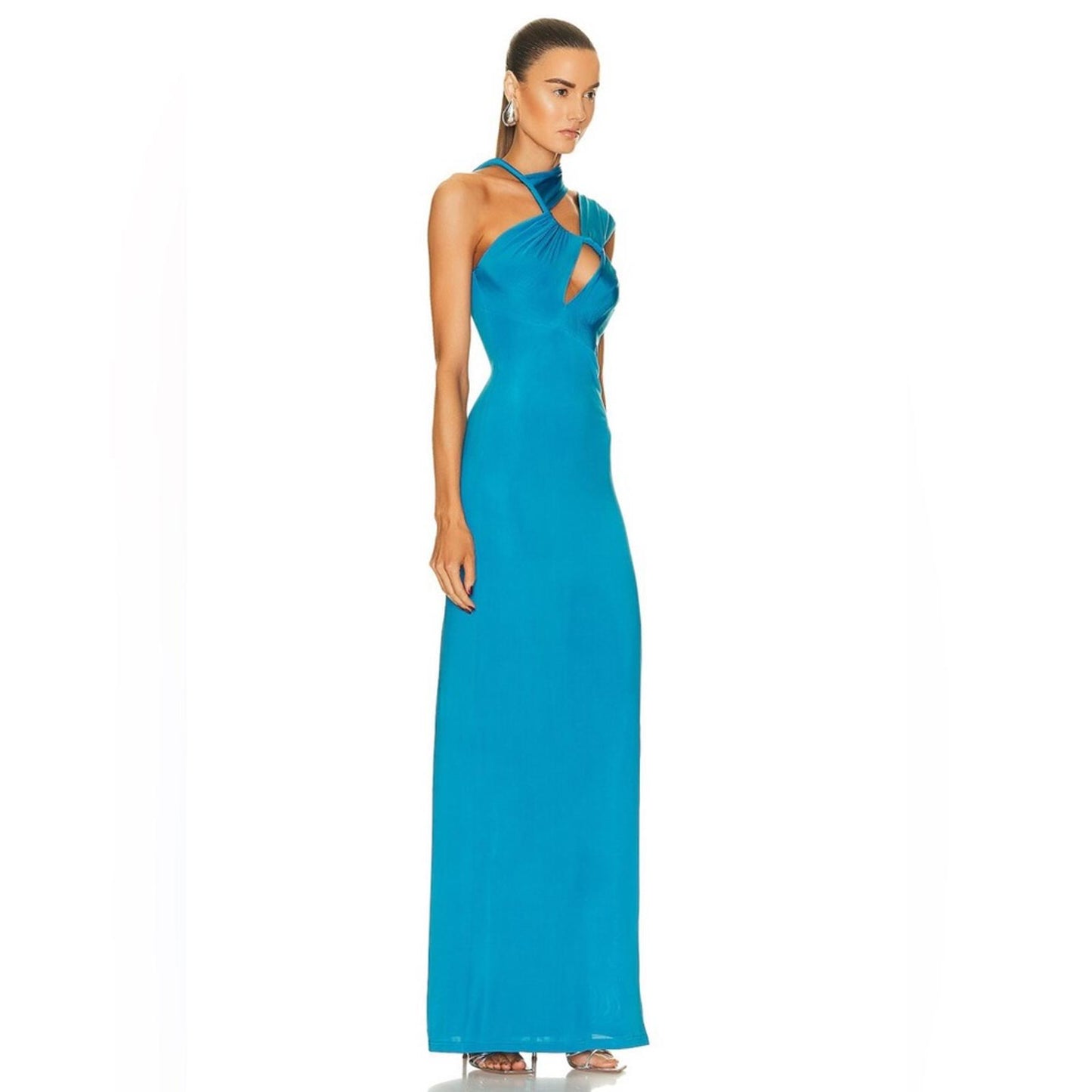 Et Ochs x Revolve June Cutout Ruched Gown in Cyan Blue Size 6 New w/Tag $1,695