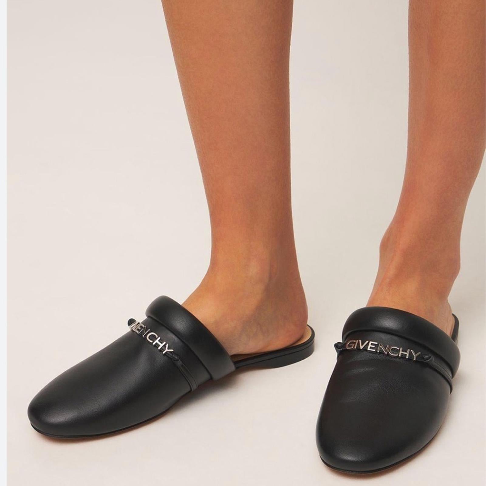 Givenchy Elba Slippers, 100% Lamb Leather Mules in Burgundy, Size 36 New in Box