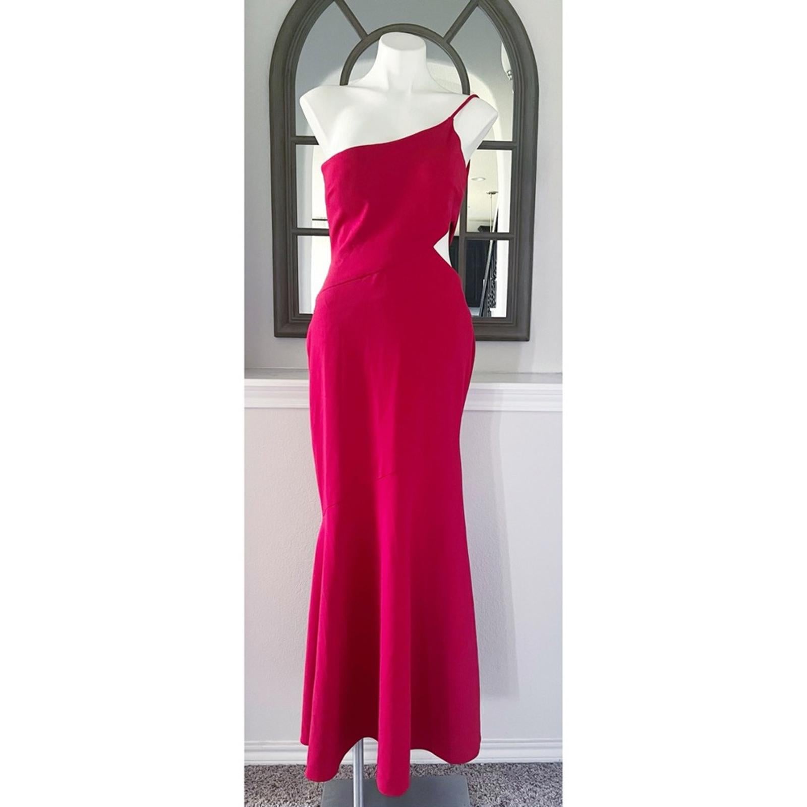 AQUA Scuba Crepe One-Shoulder Dress Bloomingdale’s Exclusive Size 12 NWT $258