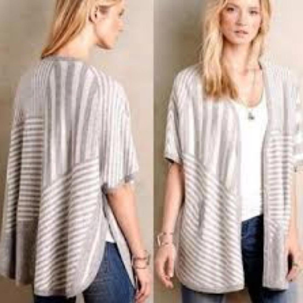 Splendid Op-Art Stripe Cashmere Blend Sweater Poncho Button Front S EXCELLENT