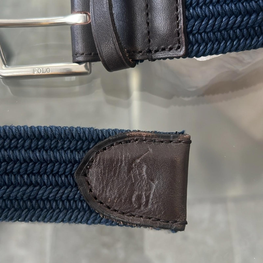 Polo Ralph Lauren 35MM Braided Stretch Buckle Belt in Navy, Size M Retail $89.50