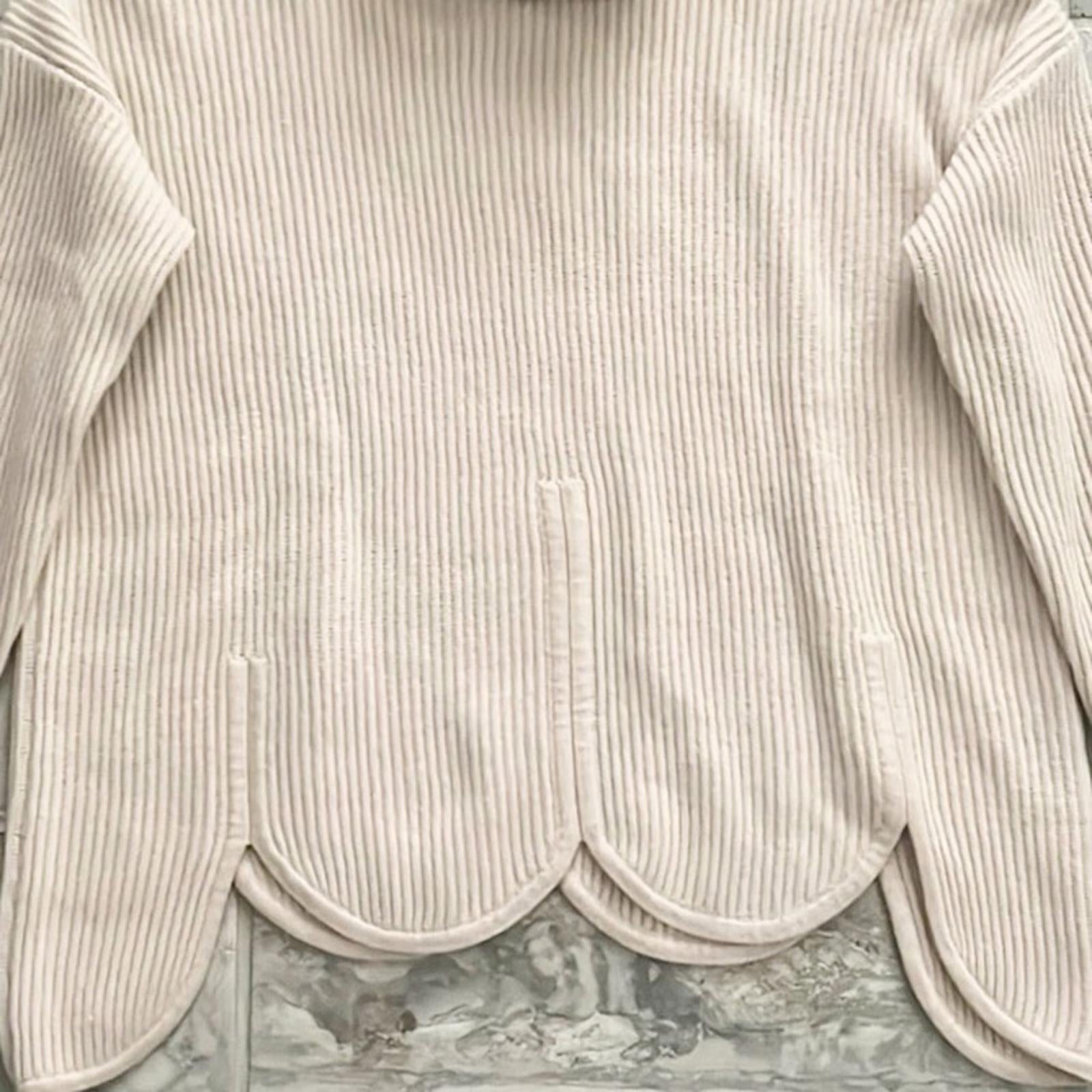 Chloé Kristyn Café Au Lait Anna Scallop Sweater, Size L, New w/Tag Retail $398