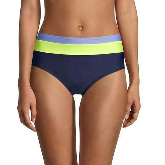 DKNY Navy Color Block Stretch Lined Bikini FullCoverage Swim Bottom Size XXL NWT